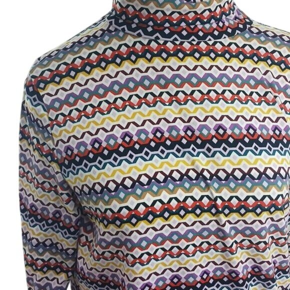 LOFT  Turtleneck Multicolor Geometric Long Sleeve Stretch Womens Size L - Picture 3 of 7